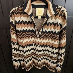 Retro Zigzag V-Neck Sweater